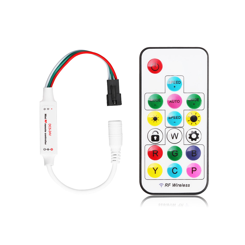 DC5-24V 17Key RF Remote LED Pixel Smart Controller USB Optional Suitable for Addressable RGB LED Strip Lights